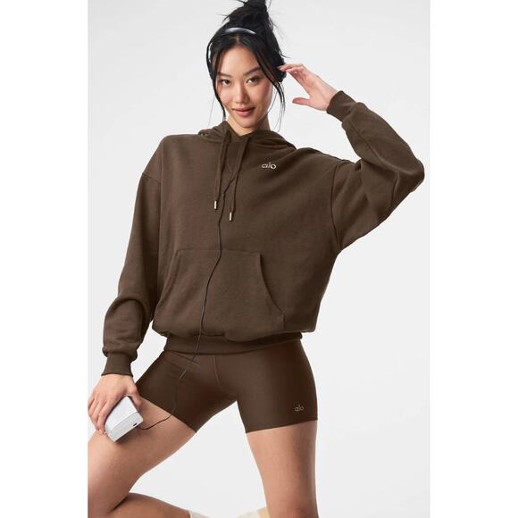 Alo Accolade Espresso Hoodie Pullover Sweater Size XS - Picture 1 of 5